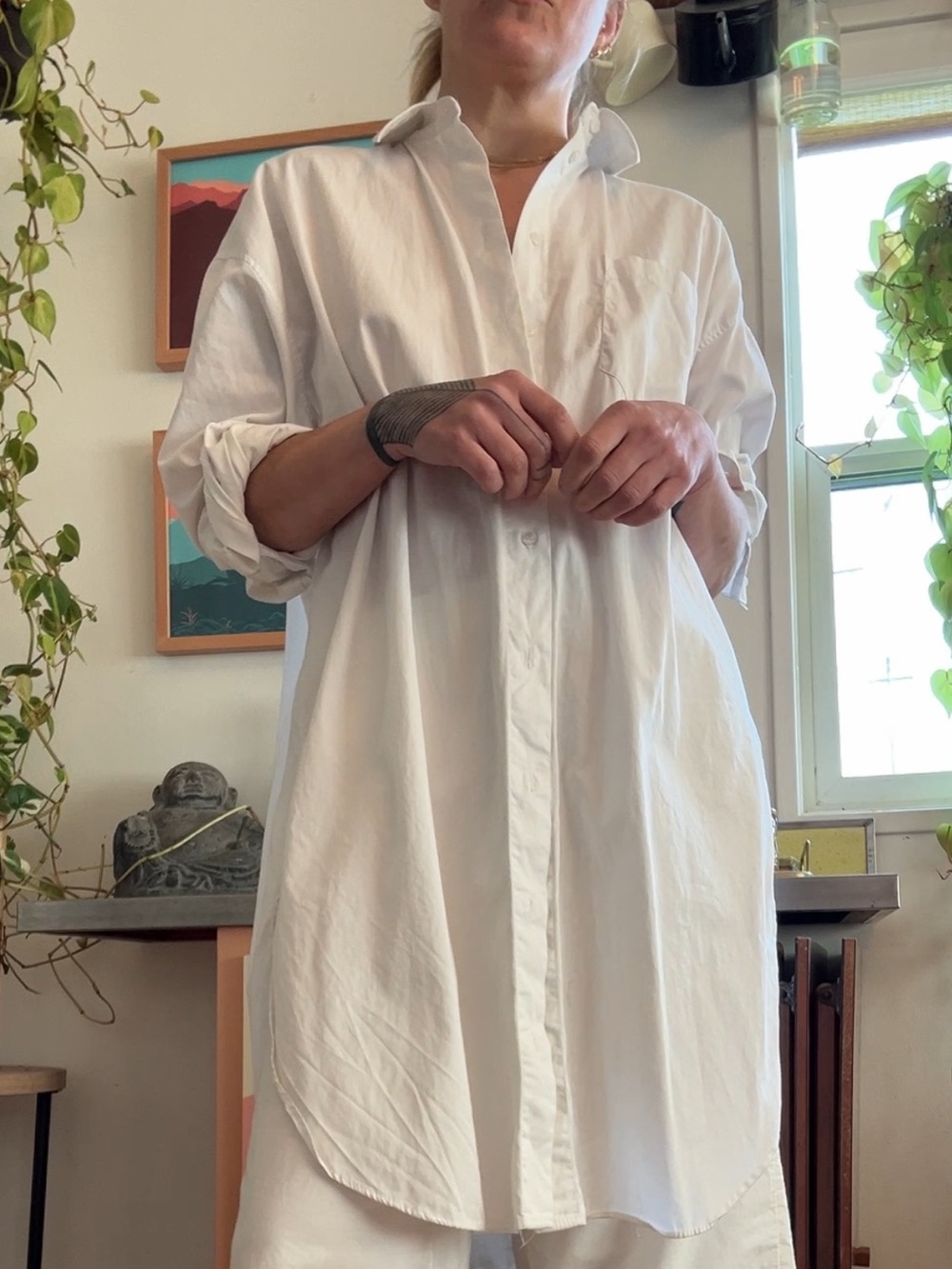 Zara White Oversized Women’s Button-Down Shirt Dress